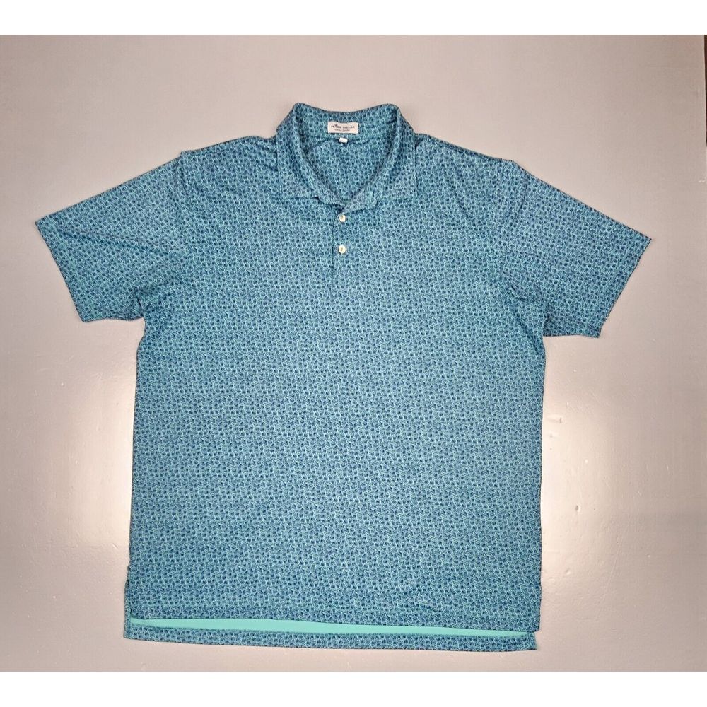 Peter Millar Polo Shirt Mens XL. Golf Summer Comfort Geometric Print ShortSleeve